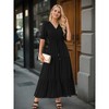 INSPIRE CHIC Women's V Neck Half-Sleeve Drawstring Waisted Tiered Slit A-Line Maxi Dress with Pockets - 2 of 4