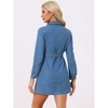 Allegra K Women's Belted Long Sleeves Button Front Denim Shirt Dress - 4 of 4