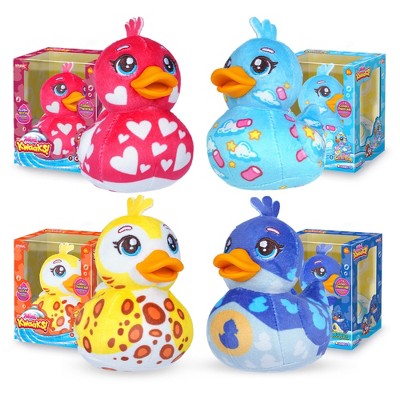 Mini Kwaaks Collectible Plush Ducks, Pack of 4 – 4" Plush with Stitched Eyes & Soft Beak, Hanging Loop Plush Toys - (Celeste, Leo, Cupido, Wayne)