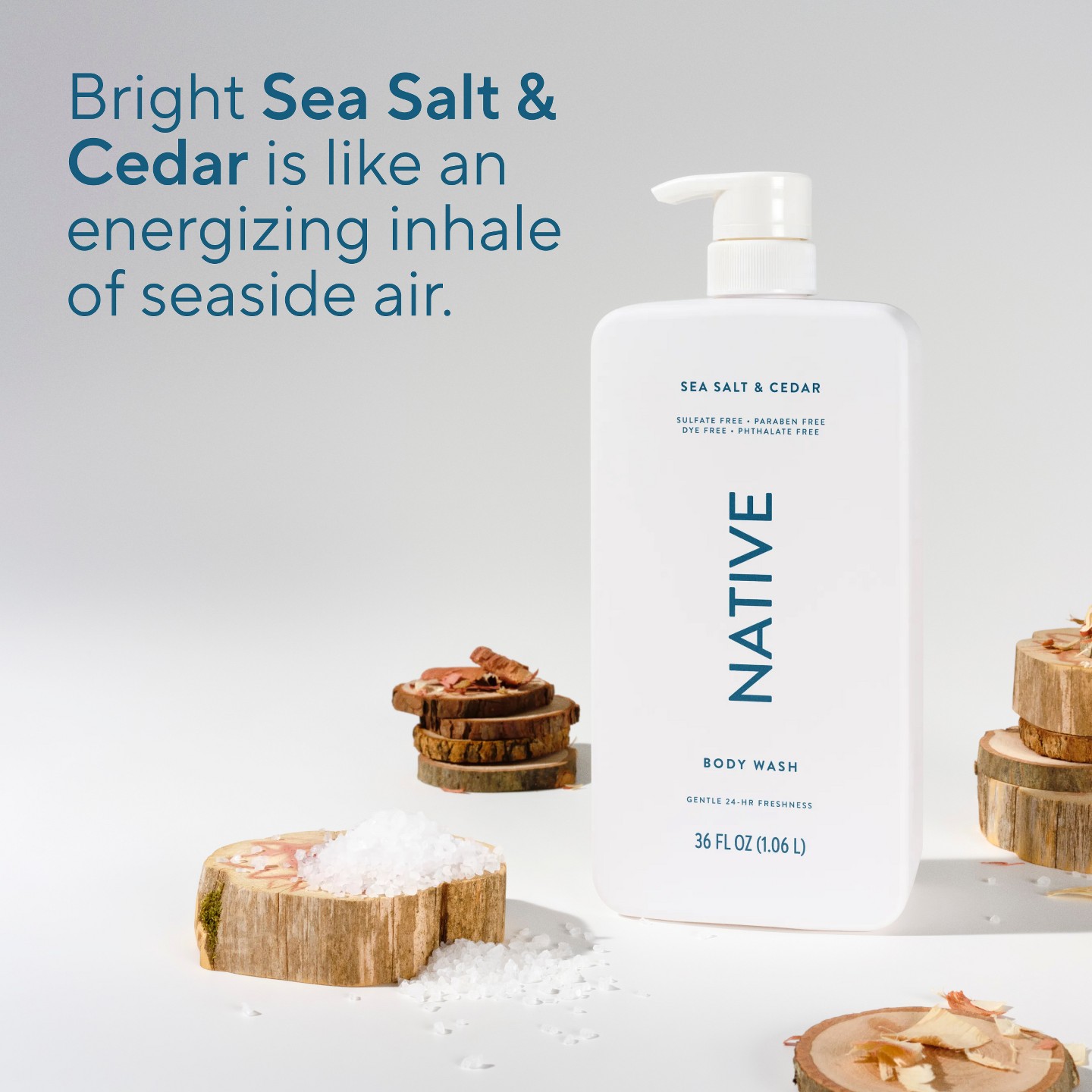 Гель для душа с дозатором Native Sea Salt & Cedar, без сульфатов, 36 fl oz — фото 5
