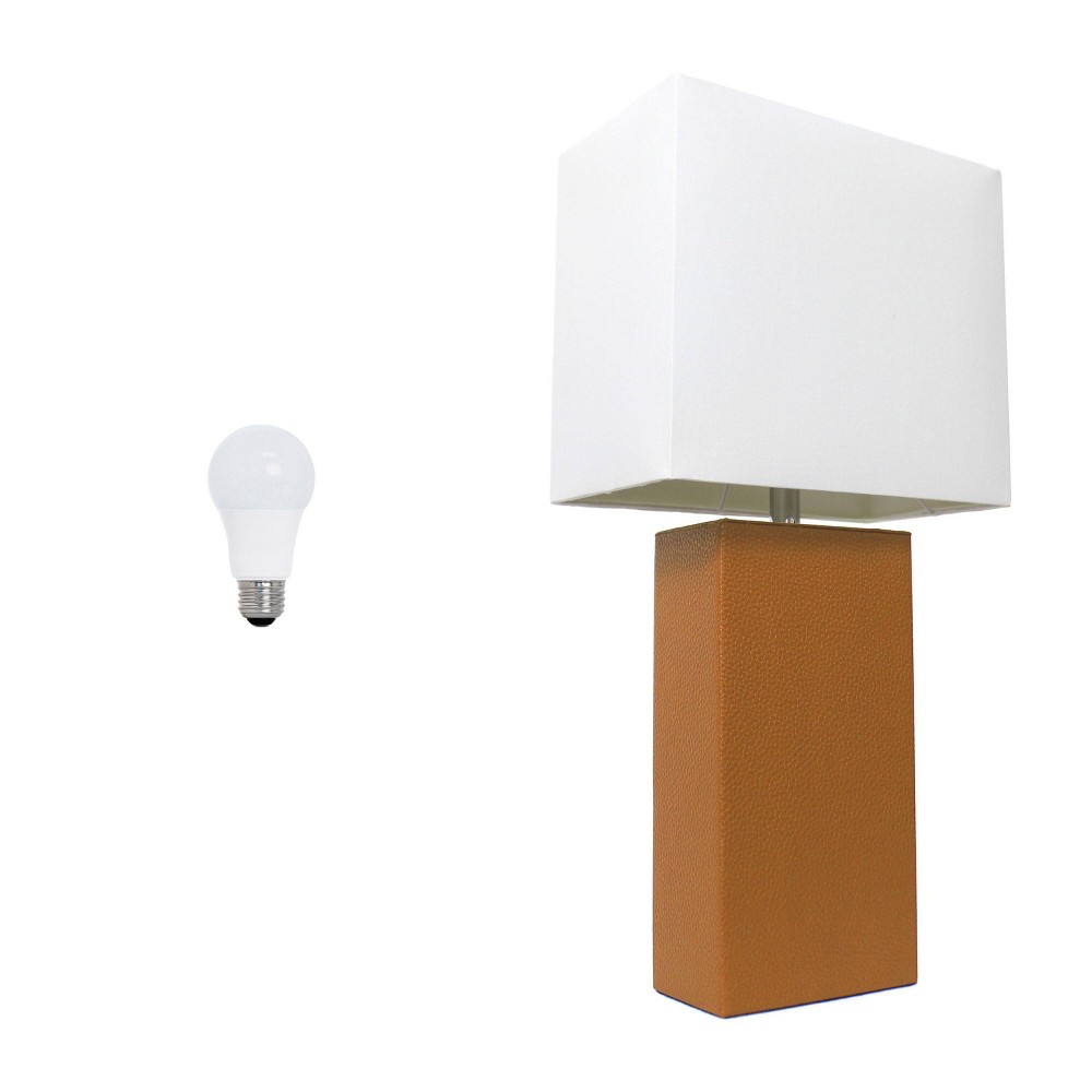 Photos - Floodlight / Street Light Lalia Home Lexington 21" Leather Base Modern Home Decor Bedside Table Lamp