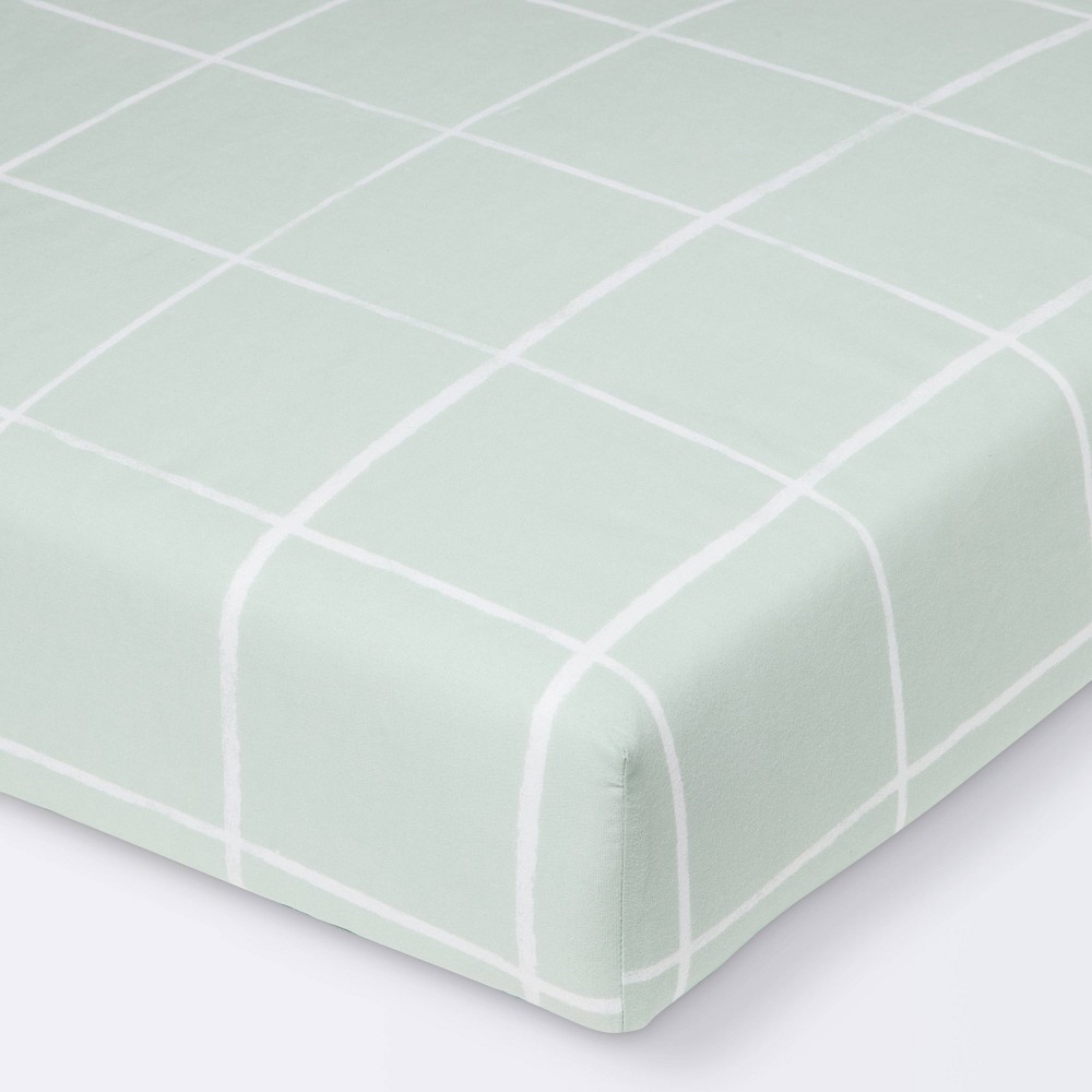 Photos - Bed Linen Fitted Crib Sheet - Cloud Island™ Mint Windowpane