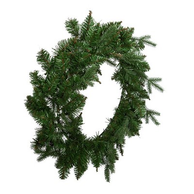 24-Inch Green Pine Artificial Christmas Wreath with Lights