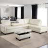 GlasFlength Sectional Sofas with Ottoman, Modern Large Modular Sectional Couch for Living Room, L Shape Upholstered Couch, White Leather, Length 97.5" - 2 of 4