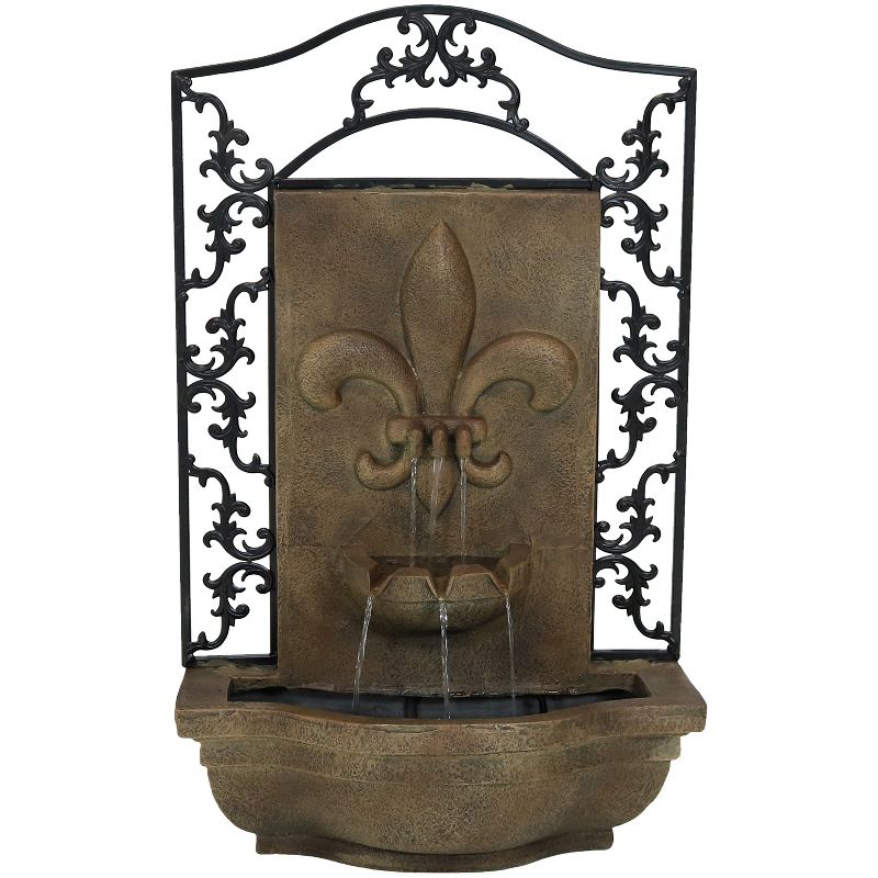 Sunnydaze 33"H Electric Polystone French Lily Design Outdoor Wall-Mount Water Fountain, 1 of 8