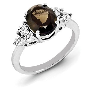 Black Bow Jewelry Oval Smoky Quartz & .03 Ctw Diamond Ring in Sterling Silver - 1 of 3
