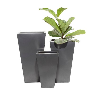 Set of 3 Modern Trapezoidal Iron Planters - Olivia & May