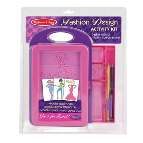Melissa & Doug Fashion Design Art Activity Kit - 9 Double-Sided Rubbing Plates, 4 Pencils, Crayon - image 1 of 4