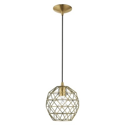 Antique Brass Geometric Metal Mini Globe Pendant Light