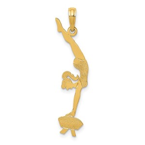 Black Bow Jewelry 14k Yellow Gold Pummel Horse Gymnast Pendant - 1 of 4