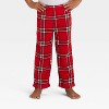 Toddler Plaid Microfleece Holiday Matching Family Pajama Pants - Wondershop™ Red - 2 of 4