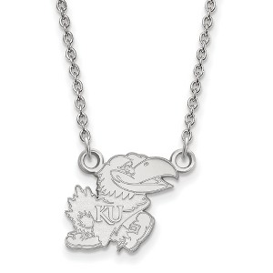 Black Bow Jewelry 14k White Gold Kansas Jayhawks NCAA Necklace 18 Inch - 1 of 4