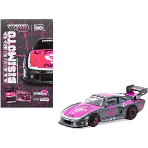 Porsche 935 K3V Bisimoto Gray Metallic with Pink with Tarmac Cards "Hobby64" Series 1/64 Diecast Model Car by Tarmac Works - 1 of 4