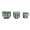 Home Decor Planter Pots - Ceramic Floral Planters for Indoor or Outdoor Succulents, Herbs, or Ferns - Set of 3 - 9", 8", 7" Green & White - 2 of 4