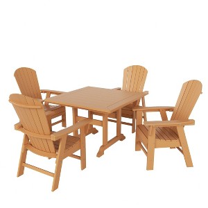 WestinTrends 5 Piece Outdoor Patio Dining Square Table and Shell Back Armchair Set - 1 of 2