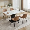 Set of 2 Mid Century Modern Dining Chair Comfortable Upholstered Faux Leather Dinner Chairs with Padded Seat, Black/Cream/Khaki - Modernluxe - 2 of 4