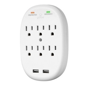 Globe Electric 6 Outlet Adapter White - 1 of 3