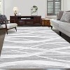 Washable Runner & Area Rug, Modern Wave Distressed Pattern, Non-Slip, Low Pile Carpet for Hallway, Kitchen, Laundry Room - 2 of 4