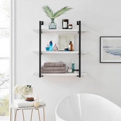 White and Black 3-Tier Industrial Wall Shelf