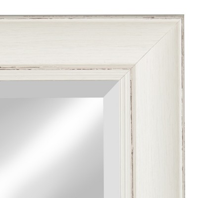 Macon Distressed Soft White Full Length Beveled Wall Mirror 16x36