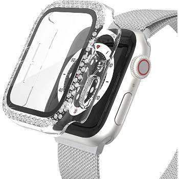 Worryfree Gadgets Bling Bumper Case Apple Watch for  38 40 41 42 44 45 mm Series 3 4 5 6 SE  8 & 7 with inbuilt Tempered Glass Screen Protector