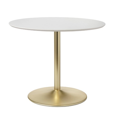 Mercana Maxwell 32 inch Round Light Wood Tabletop and Base with Gold Metal Accent Pedestal Bistro Table