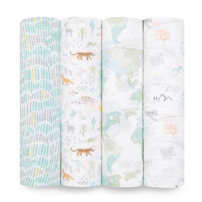 Image of aden + anais Essentials Voyageur Neutral Swaddle Blankets - 4pk