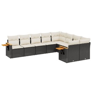 vidaXL Garden Sofa Set Black, Cream White PE Rattan Large - 1 of 4
