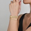 2pcs Gold Chain Link Bracelet, Stainless Steel Crystal Friendship Bracelets Bangle,Watch Band Chains Wristband - 4 of 4
