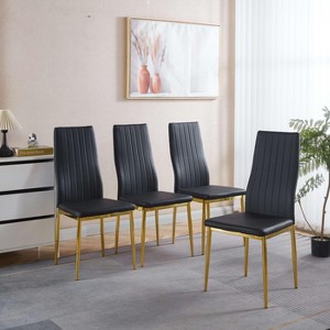 APRILSOUL37.4"chair set of 4,GOLDEN COLOR LEG,BLACK SEAT - 1 of 4