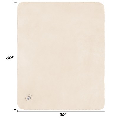 Large Cream Waterproof Reversible Fleece Pet Blanket