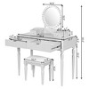 FONTOI 39.4"W Luxury Vanity Desk with Round Mirror Height-Adjustable 4 Drawers and Stool for Bedroom Dressing Room, Silver/Beige, 39.4"*17.7"*29.9" - 3 of 4
