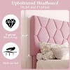Homhougo Pink Full Bed Frame with Upholstered Headboard Heavy-Duty Platform Bed Frame with Strong Wood Slats No Box Spring Needed/Noise - 2 of 4