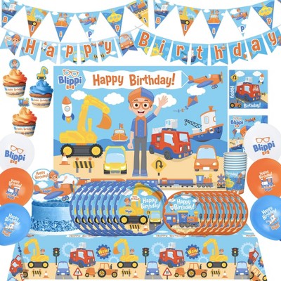 Treasures Gifted Blippi Birthday Party Supplies Vehicle Ultimate Set for 16 Guests