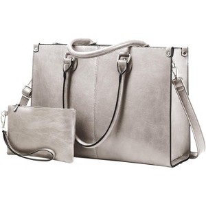 15.6 Inch Large Capacity Vintage Leather Work Computer Bag, Business Casual Shoulder Handbag - 1 of 4