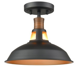 CLAXY Farmhouse Semi Flush Mount Ceiling Light Black and Gold - 1 of 4