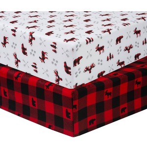 Sammy & Lou Lumberjack Microfiber Crib Sheet - 2pk - 1 of 4