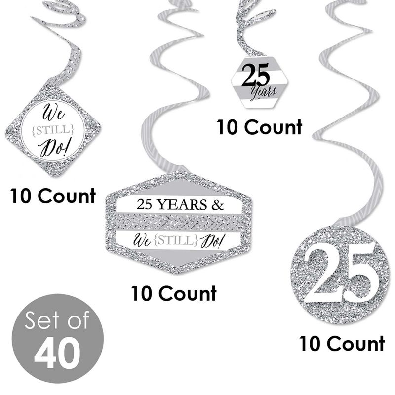 Big Dot of Happiness We Still Do - 25th Wedding Anniversary - Anniversary Party Hanging Decor - Party Decoration Swirls - Set of 40, 5 of 9