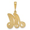 Black Bow Jewelry 14k Yellow Gold, Maci Collection, LG Filigree Script Initial M Pendant - 3 of 4