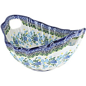 Blue Rose Polish Pottery 482 Kalich Basket with Handles - 1 of 2