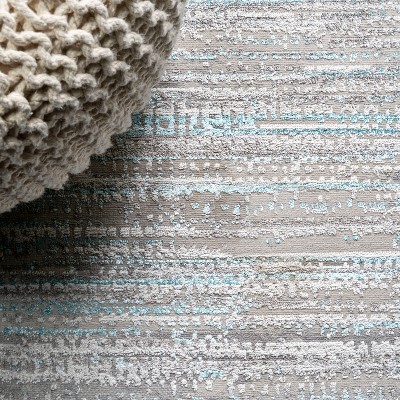 Reversible Gray Stripe Synthetic 8' x 10' Easy-Care Area Rug