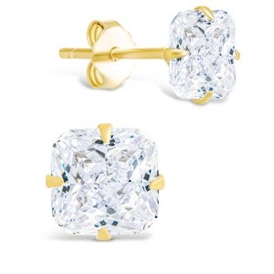 SHINE by Sterling Forever Sterling Silver Radiant Cut Prong Set Stud Earrings - 1 of 4