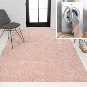 Clayton Coastal Solid Glam Shag Machine-Washable Rug - JONATHAN Y - 1 of 4