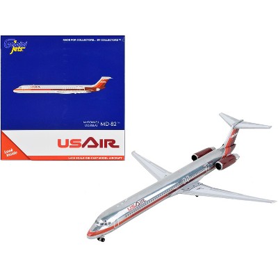 McDonnell Douglas MD-82 Commercial Aircraft "USAir" Silver with Red Tail 1/400 Diecast Model Airplane by GeminiJets