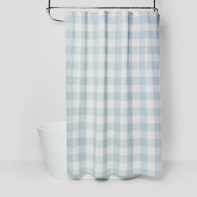 Gingham Checkered Shower Curtain Borage Blue - Threshold™