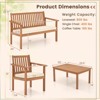 Tangkula 4PCS Wood Furniture Set w/ Loveseat 2 Chairs & Coffee Table for Porch Patio White - 4 of 4