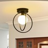 PAKOKULA Modern 9.1 in. 1-Light Black Semi-Flush Mount Ceiling Light with Globe Glass Shade - 2 of 4