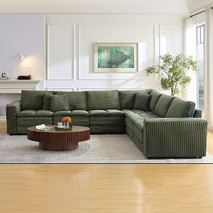 CAVINAS 4/5/6-Seater Modular Sectional Sofa,Cloud Couch Sectional,Conversible Sleeper Sofa for Living Room,3 Throw Pillows - 1 of 4