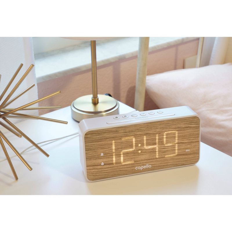 Extra Large Display Digital Alarm Clock White/Pine - Capello, 3 of 10