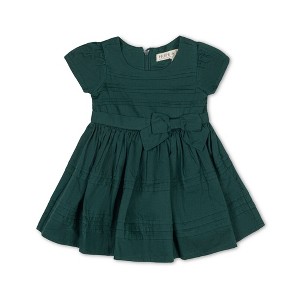 Hope & Henry Girls' Organic Special Occasion Pleated Sateen Party Dress, Infant - 1 of 4